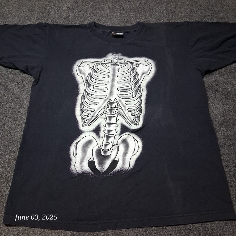 VTG Royall Avalon Rib Cage Skeleton‎ T Shirt Size Large Black